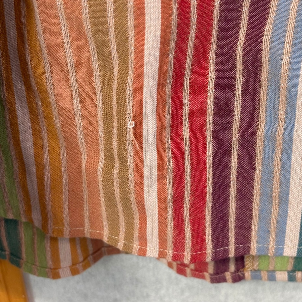 Jacque & KoKo Striped Button Down Shirt 18/20 Multi-Color Linen Stain - Picture 11 of 12